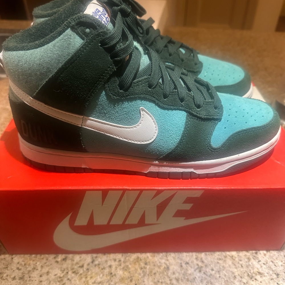 Nike Dunk High Teal and Dark Green Sneakers
